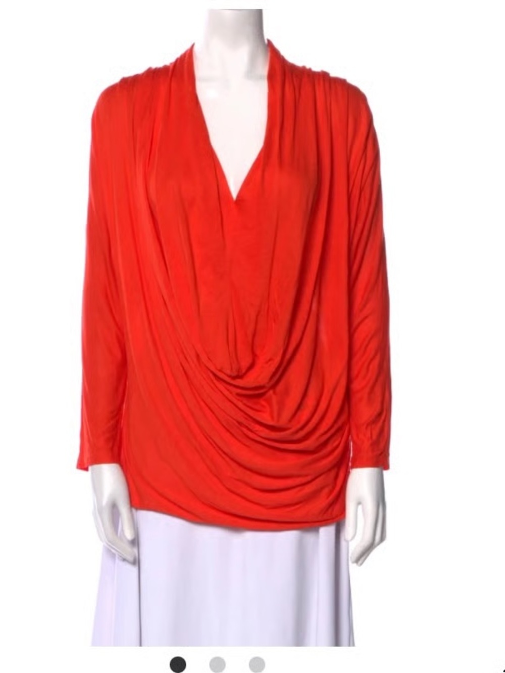 Alice + Olivia Orange Drape Front Cowl Neck Top Large